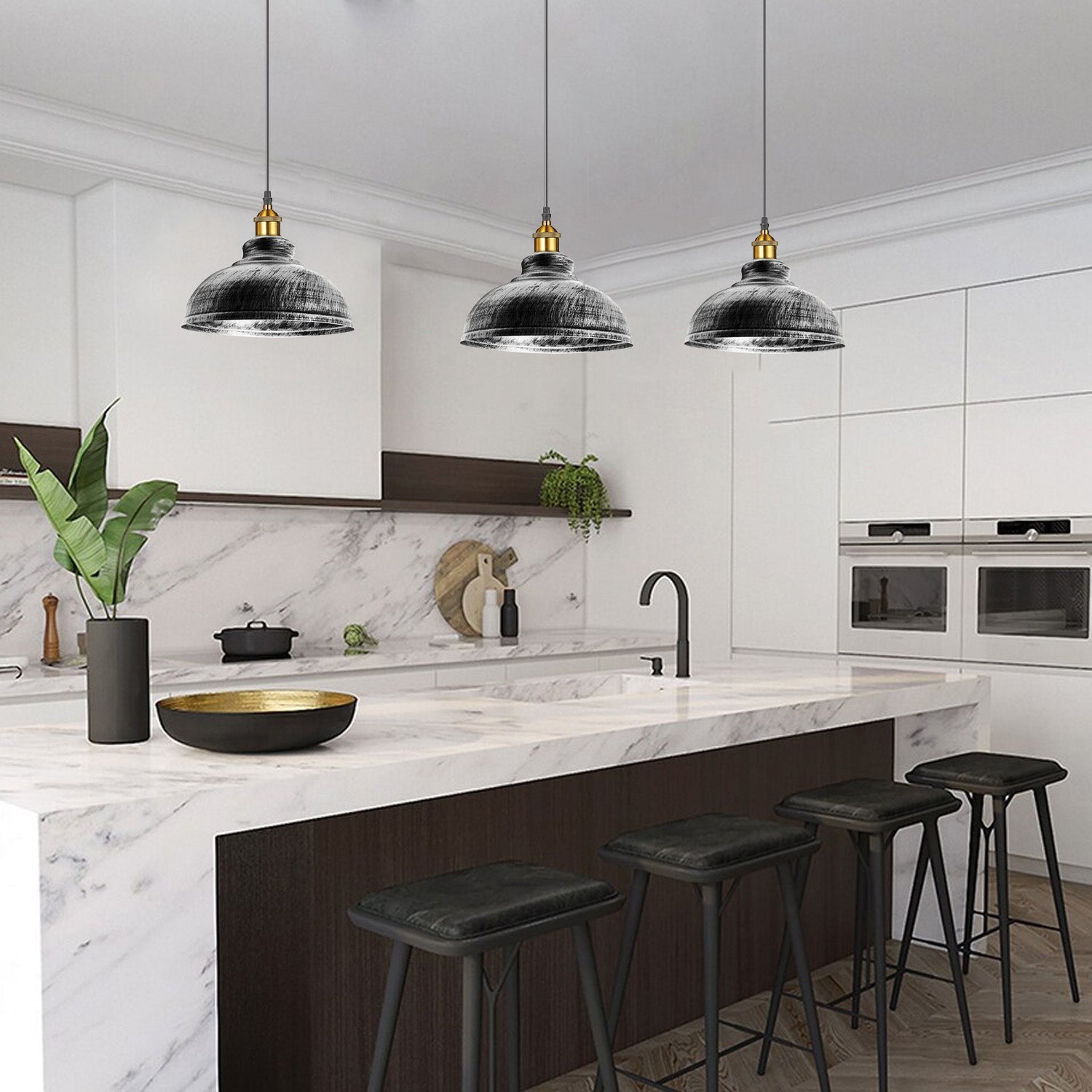 The Argentia Pendant — 3-Light Metal Shade Set