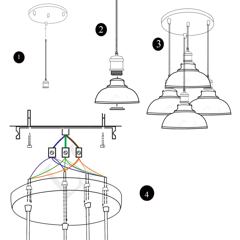 The Sangria Kitchen Island Pendant — Red Multi-Outlet Cluster
