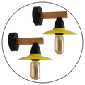 The Wetherby Twin — Yellow Cone Wood Wall Light (2 Pack)