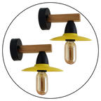 The Wetherby Twin — Yellow Cone Wood Wall Light (2 Pack)
