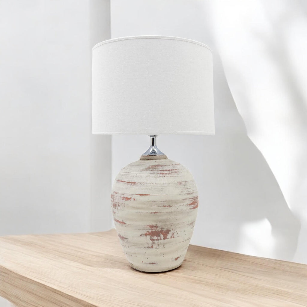 The Amara Lamp — Rustic Ceramic, Cream