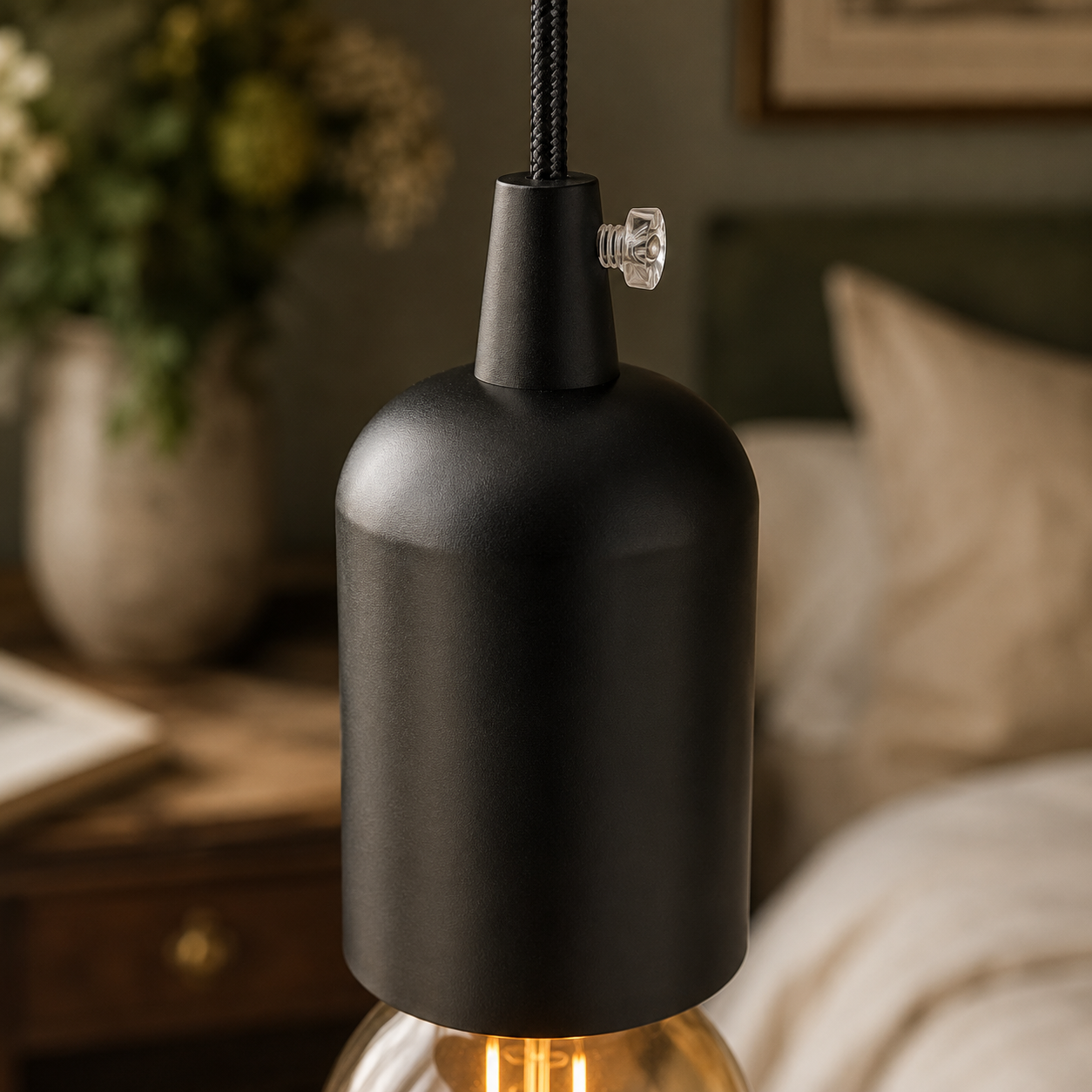 Greenwich - Vintage Black Metal E27 Pendant Lamp Holder