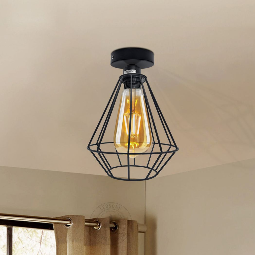 Shoreditch - Black Wire Cage Industrial Ceiling Pendant