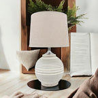 The Marlowe Table Lamp — Ribbed Ceramic with Linen Shade