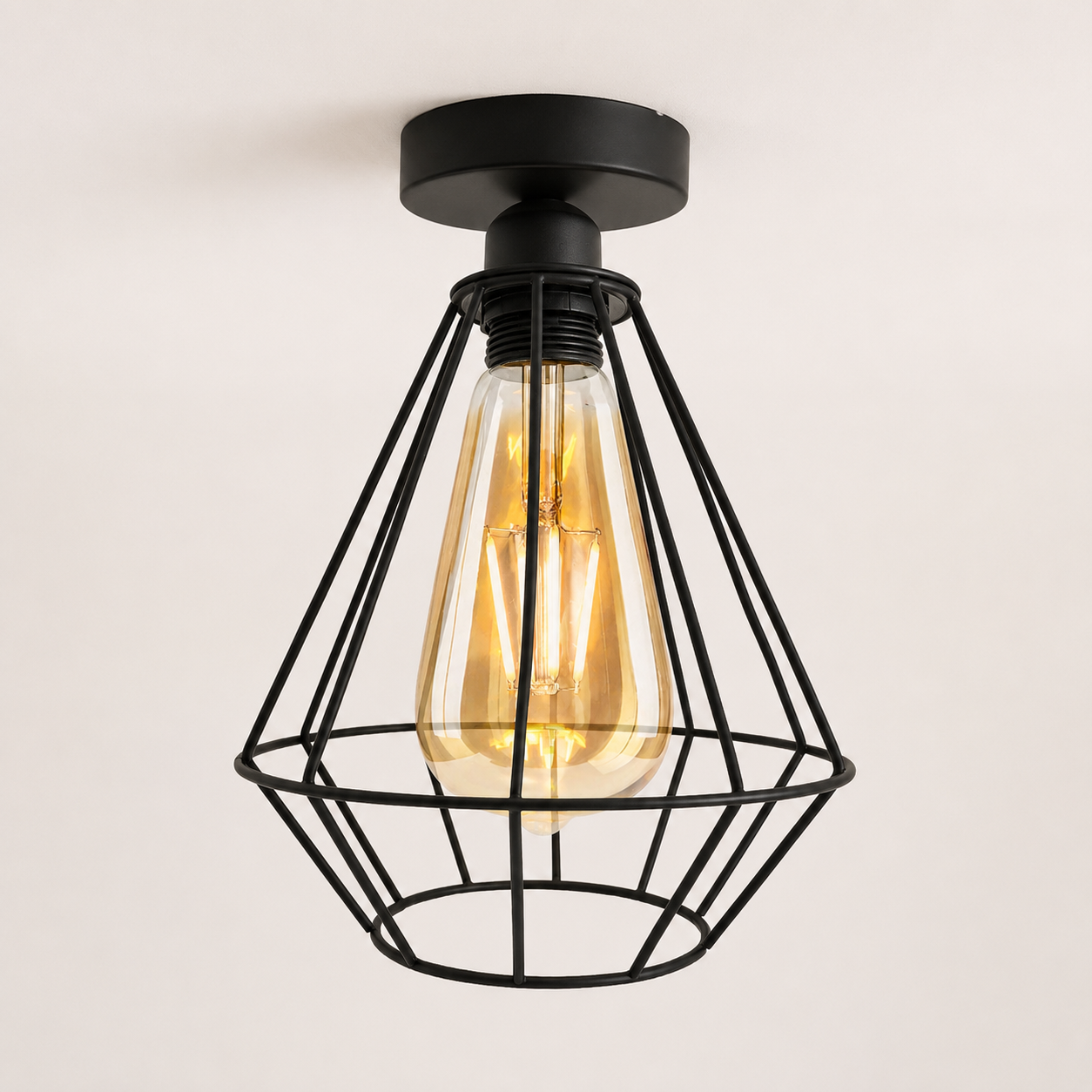 Shoreditch - Black Wire Cage Industrial Ceiling Pendant