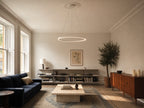 Aurelia LED halo pendant in a Georgian drawing room with an ornate ceiling rose