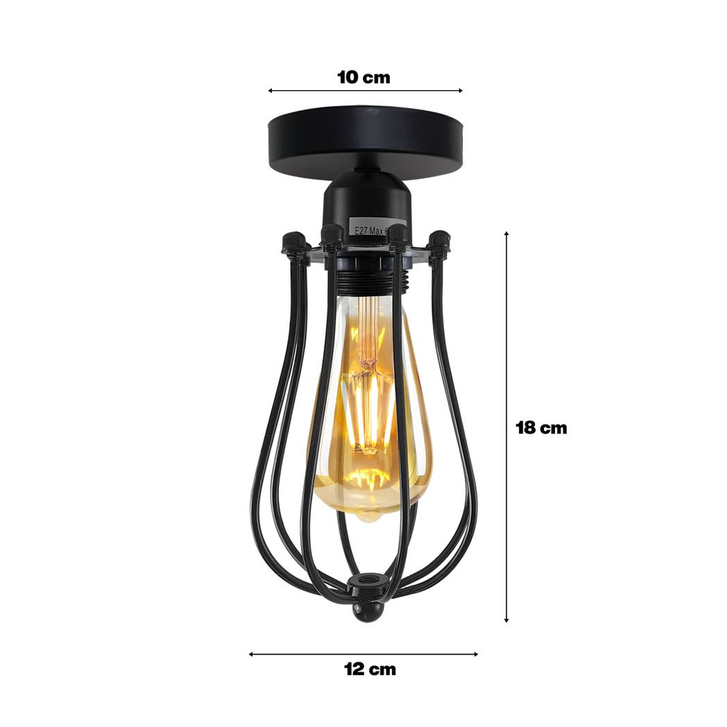 Spitalfields — Black Balloon Cage E27 Ceiling Pendant