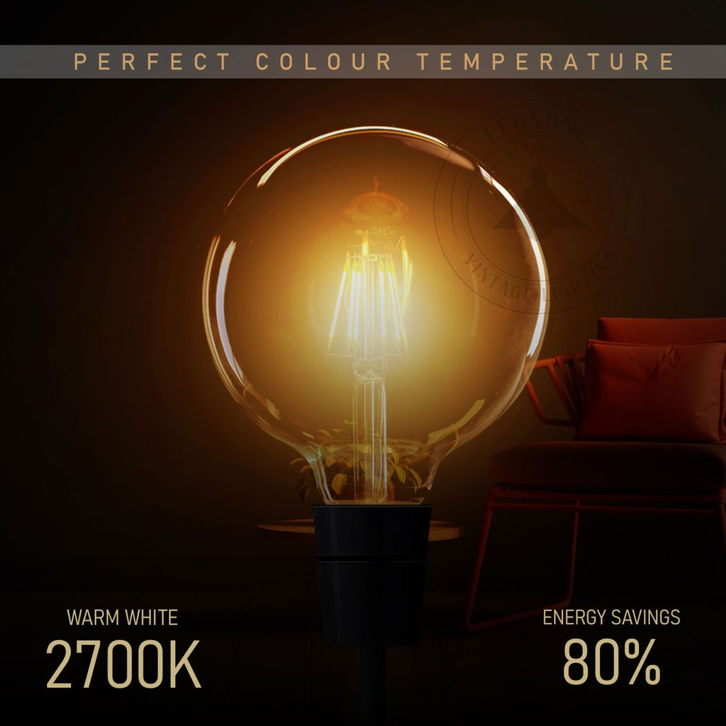 Soho - Amber Glass Globe LED Bulb, G125 E27 Dimmable 8W