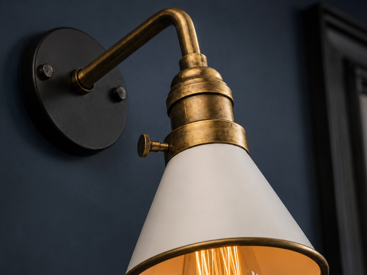 Bayswater — Brass-Collar Cone Wall Sconce ZYVORAN Lighting Atelier