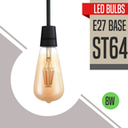 Burlington - ST64 Amber Glass Dimmable LED Bulbs, E27 2700K, 8W (Pack of 10)