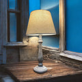 The Ludlow Lamp — Tall Wood-Effect, Taupe Linen Shade