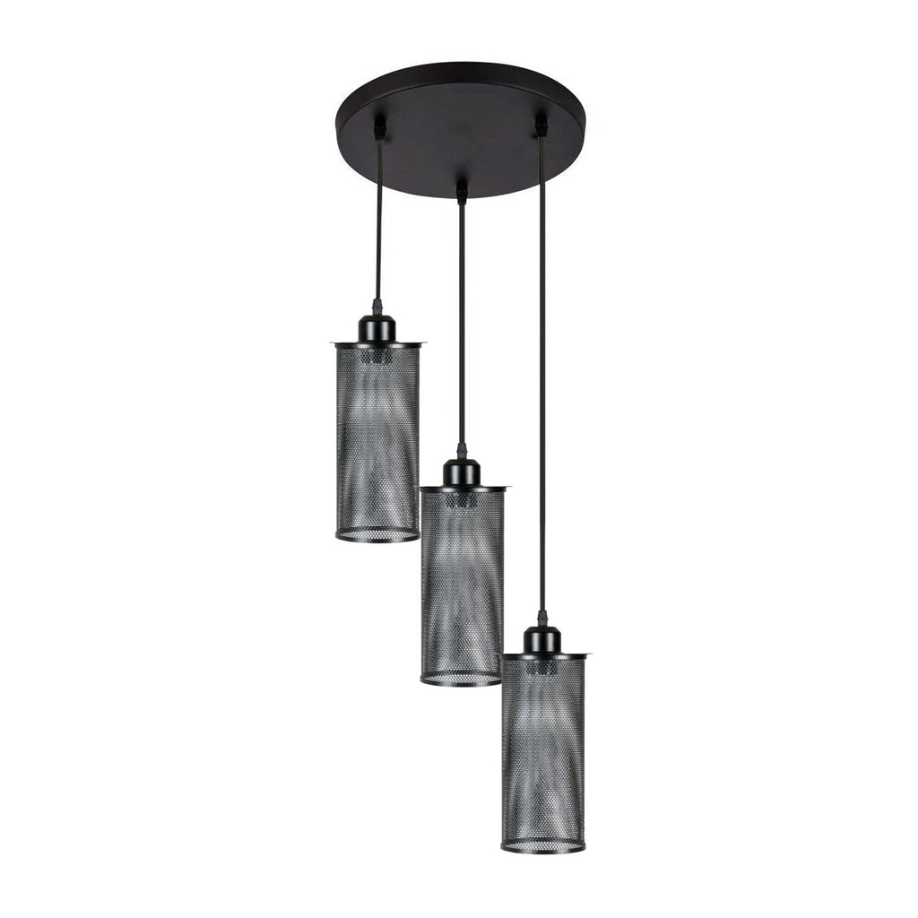 The Bishopsgate Pendant — Black Perforated Cylinder Cluster