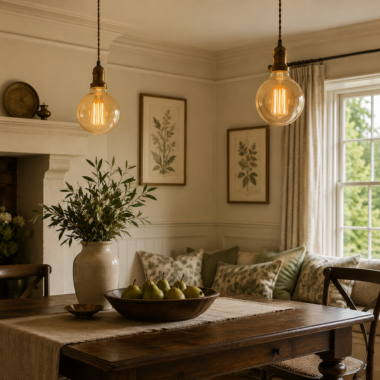 Kensington - Vintage Amber Glass Globe LED Bulbs, G95 E27 2700K, 8W, Pack of 2