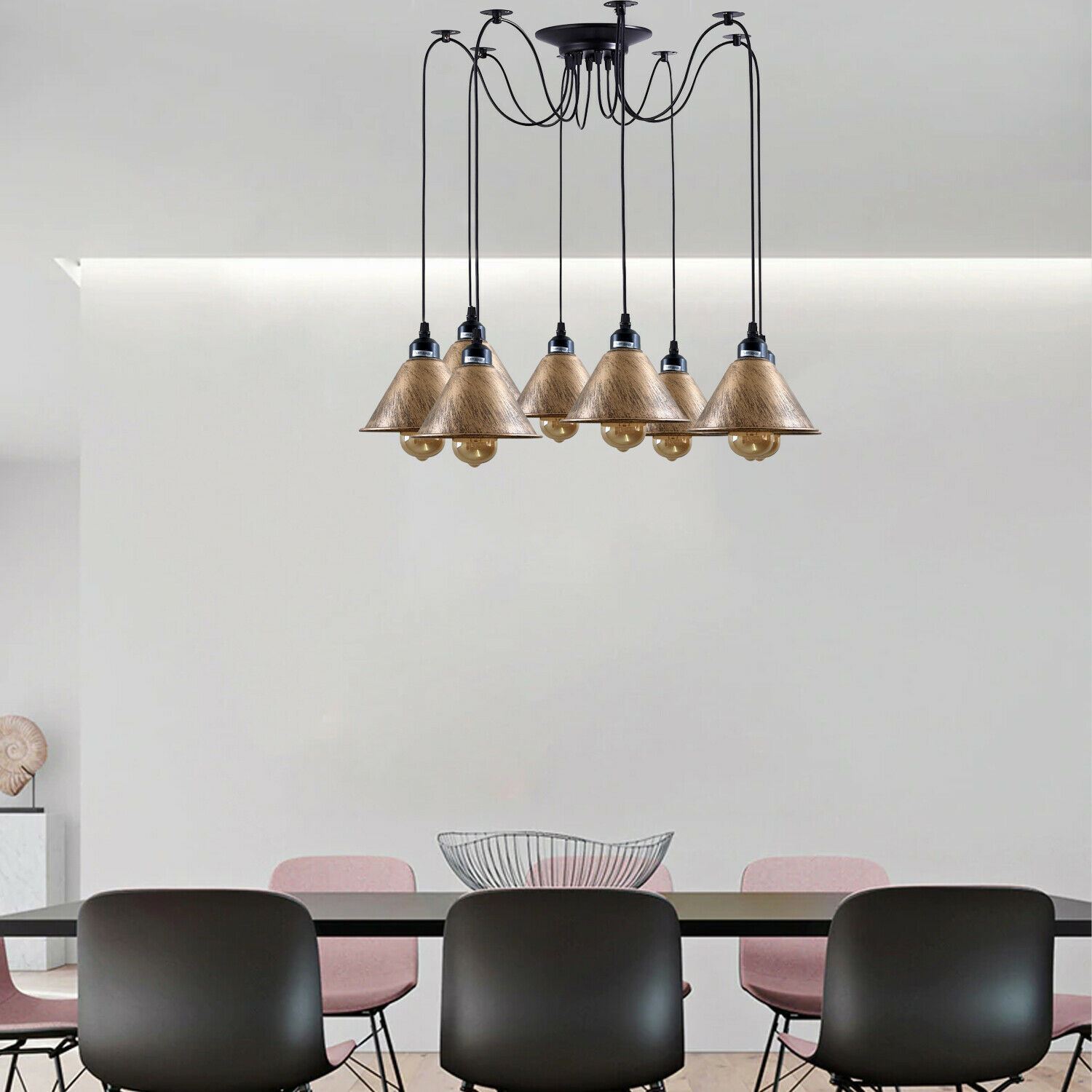 Octavia — 8-Light Spider Pendant in Brass