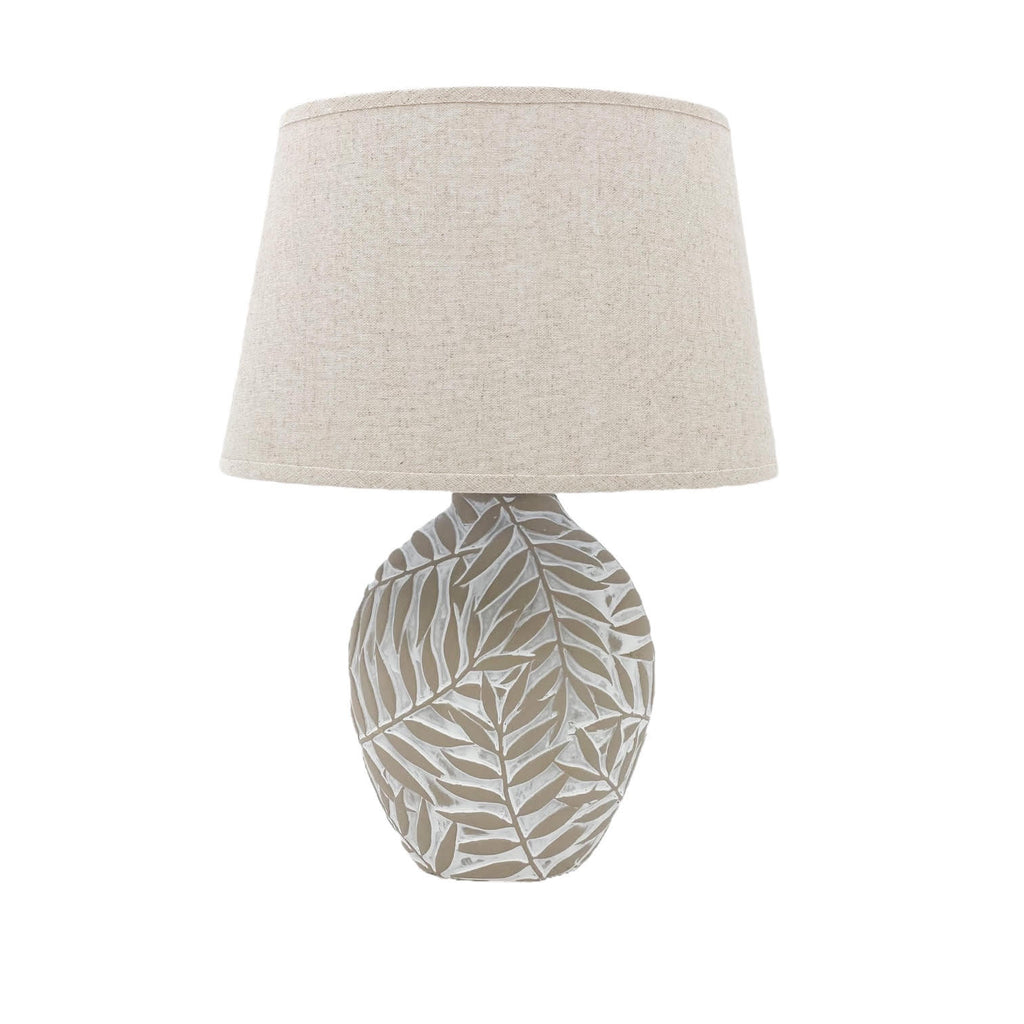 The Fern Lamp — Ceramic Base, Linen Shade
