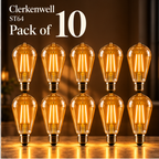 Clerkenwell ST64 amber glass E27 LED bulbs — pack of 10