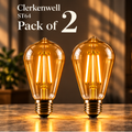 Clerkenwell ST64 amber glass E27 LED bulbs — pack of 2