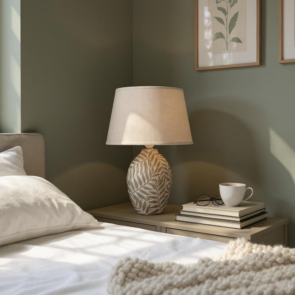 The Fern Lamp — Ceramic Base, Linen Shade