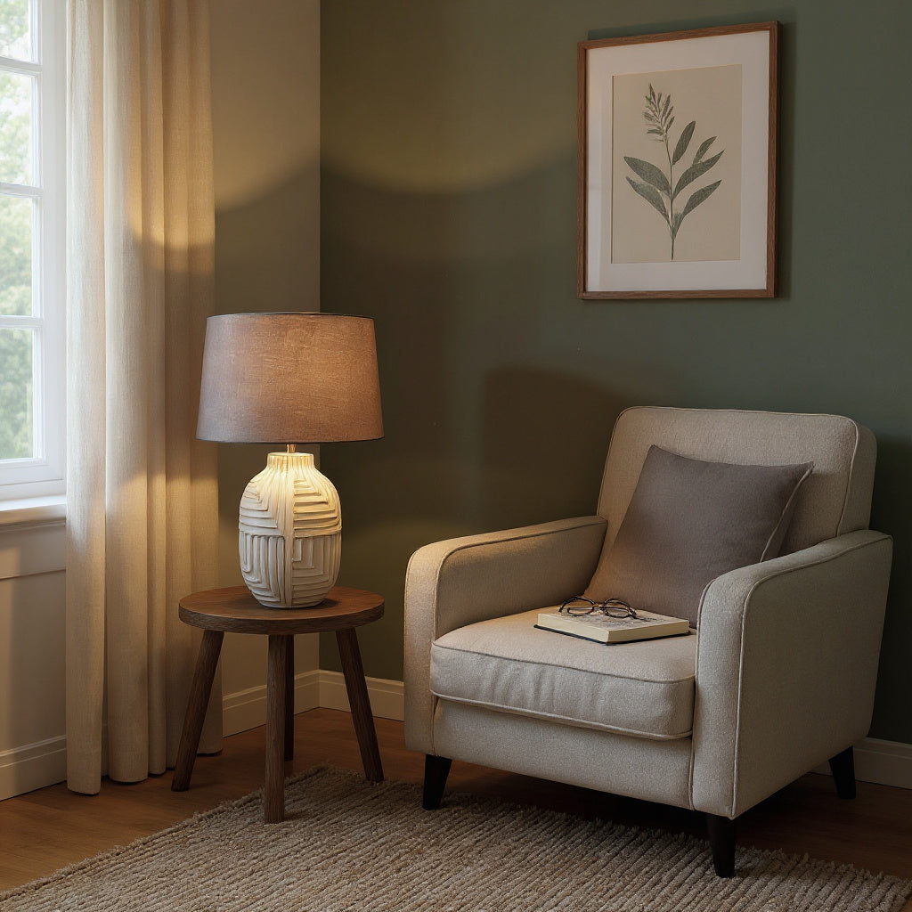 The Elderfen Table Lamp — Textured Ceramic Urn