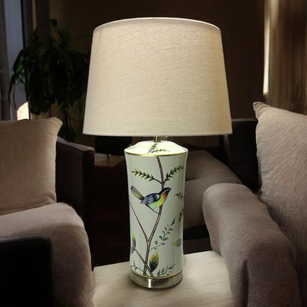 The Linnet Lamp — Bird & Botanical Ceramic Design
