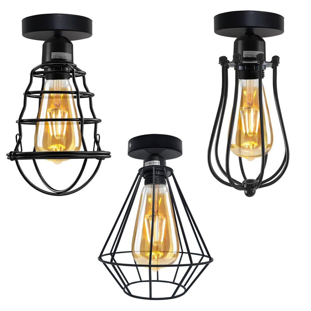Shoreditch - Black Wire Cage Industrial Ceiling Pendant