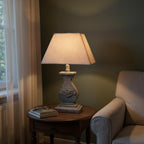 The Cotswold Lamp — Wood-Effect, Taupe Linen Shade