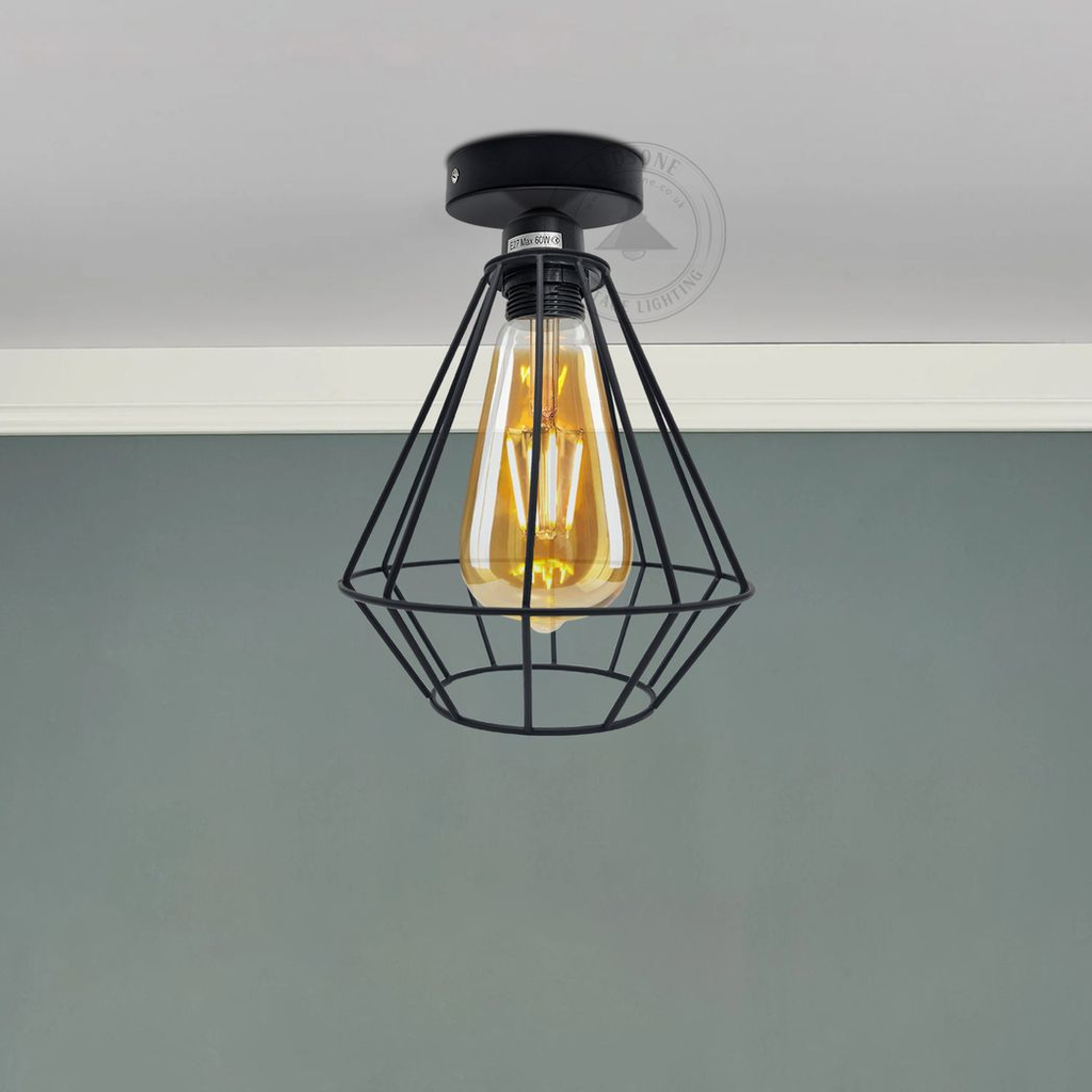 Shoreditch - Black Wire Cage Industrial Ceiling Pendant
