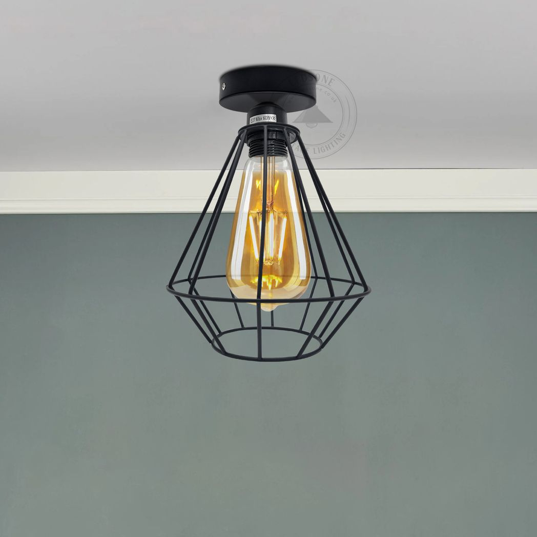 Shoreditch - Black Wire Cage Industrial Ceiling Pendant
