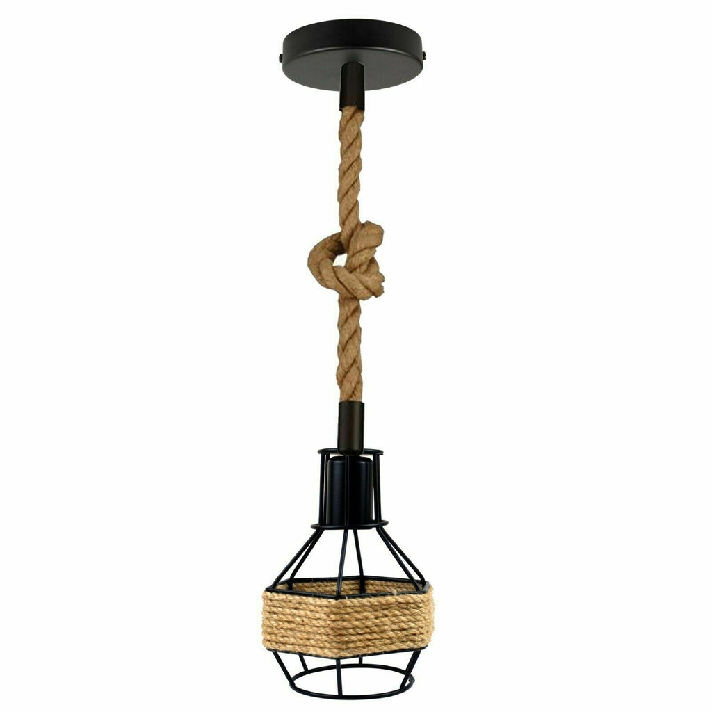 The Mariner Pendant — Hemp Rope, Black Cage