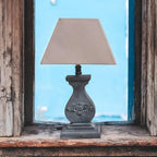 The Cotswold Lamp — Wood-Effect, Taupe Linen Shade