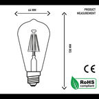 Burlington - ST64 Amber Glass Dimmable LED Bulbs, E27 2700K, 8W (Pack of 10)