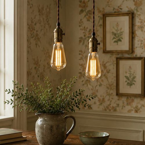Clerkenwell - Vintage ST64 Amber Glass E27 LED Bulbs, 8W Warm White, Pack of Two