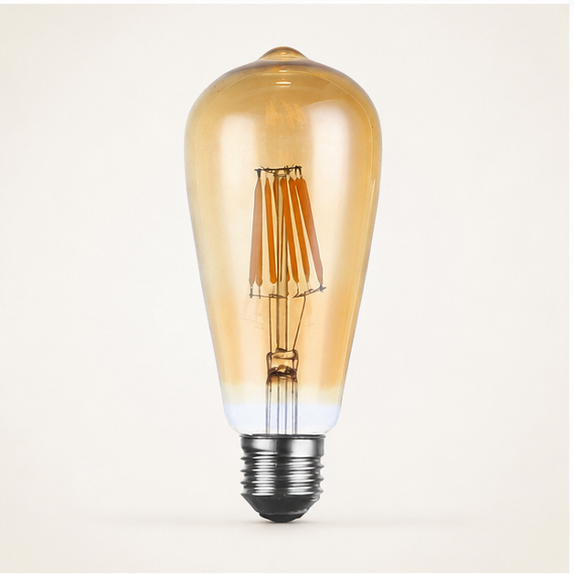 Vintage Edison ST64 LED Filament Bulb – E27 Dimmable Warm White 8W