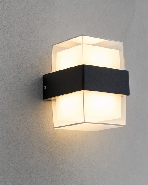 Hoxton Frosted Cuboid Outdoor Wall Light — hero 2