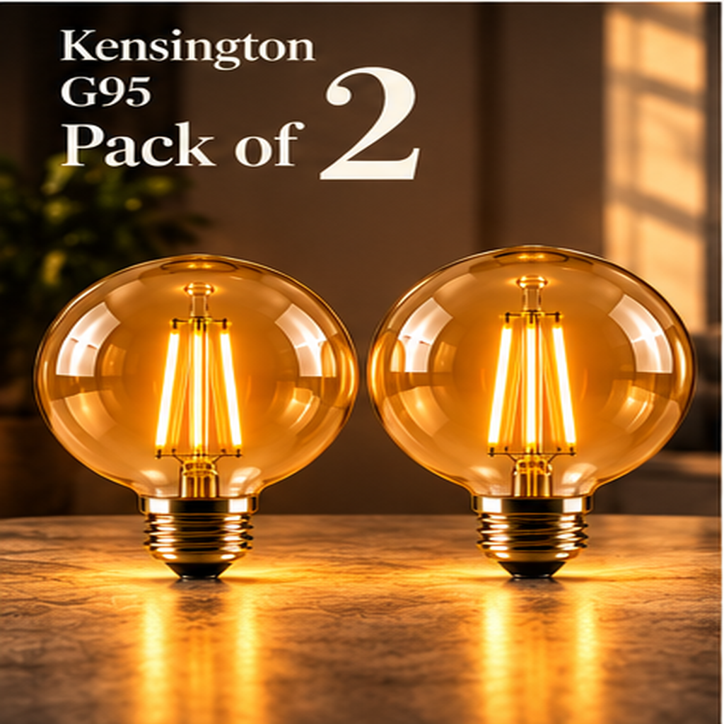 Kensington G95 amber glass E27 LED bulbs — pack of 2