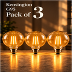 Kensington G95 amber glass E27 LED bulbs — pack of 3
