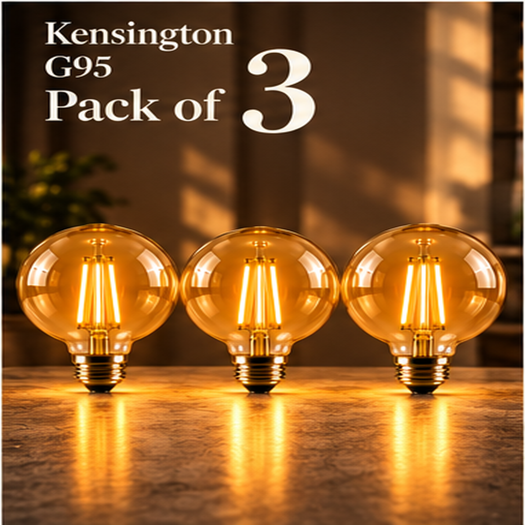 Kensington G95 amber glass E27 LED bulbs — pack of 3