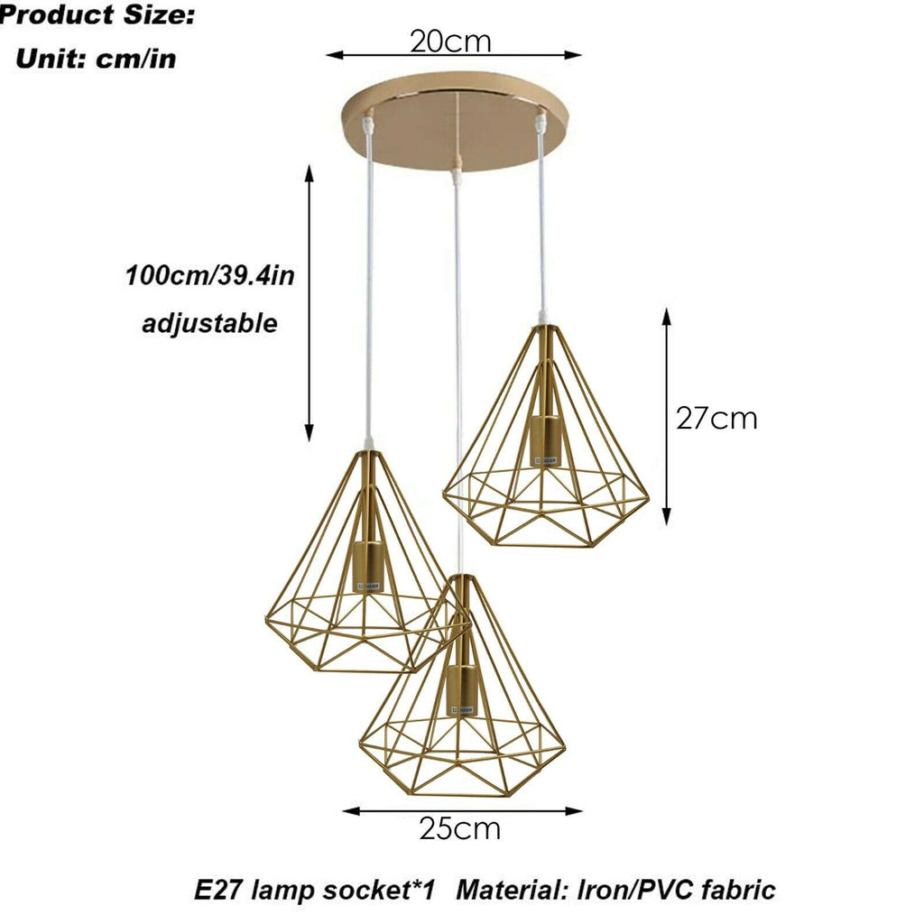 The Celeste Pendant — 3-Light Cluster, Gold