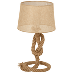 Aldeburgh Hemp Rope & Linen Drum Table Lamp in a cosy living room setting, showcasing its warm, natural aesthetic and texture