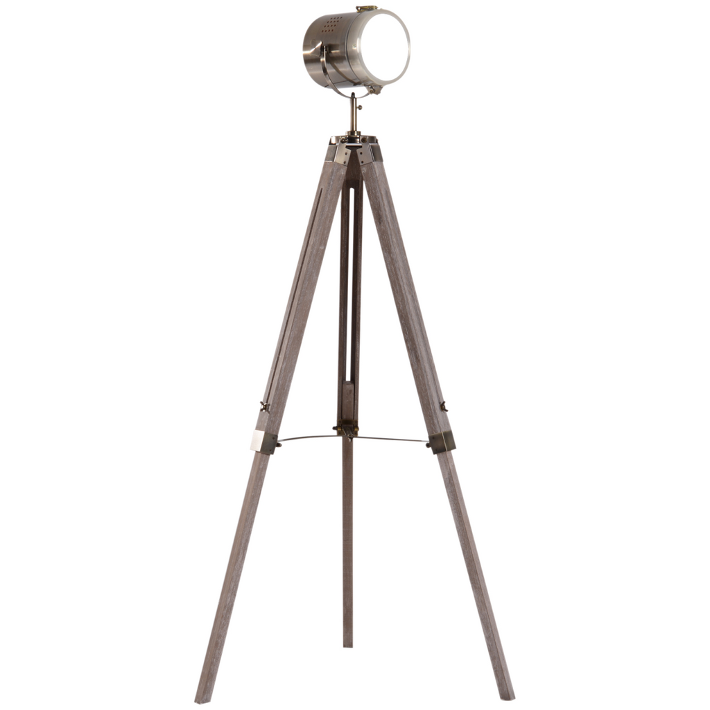 The Foster Floor Lamp — Wood Tripod Searchlight Standing Lamp