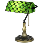 Lincoln Mosaic — Jewelled Stained Glass Banker's Lamp