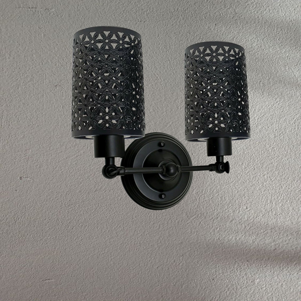 The Ashcombe Twin — 2-Light Black Filigree Wall Sconce