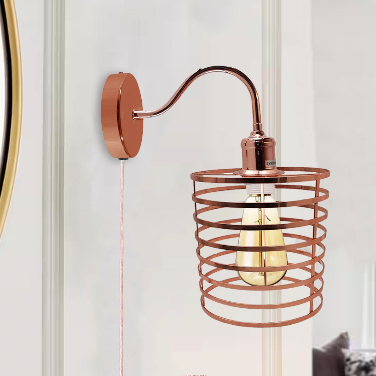 The Rosecliff Sconce — Rose Gold Plug-In Wall Light