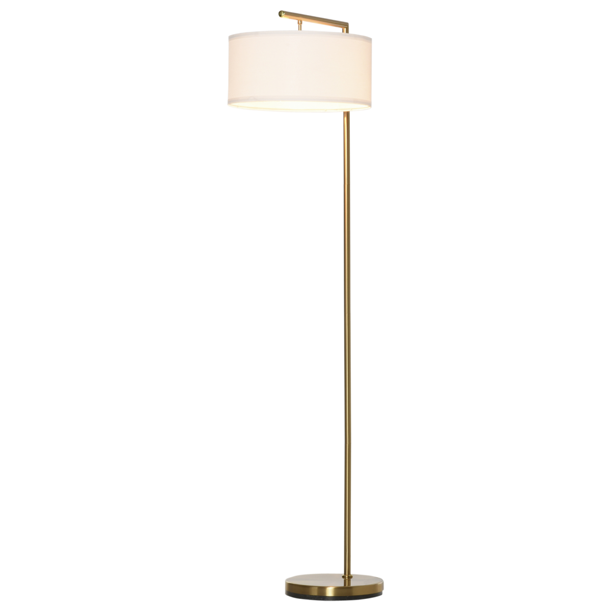 The Delaney Floor Lamp — Gold Pole Linen Drum Standing Lamp