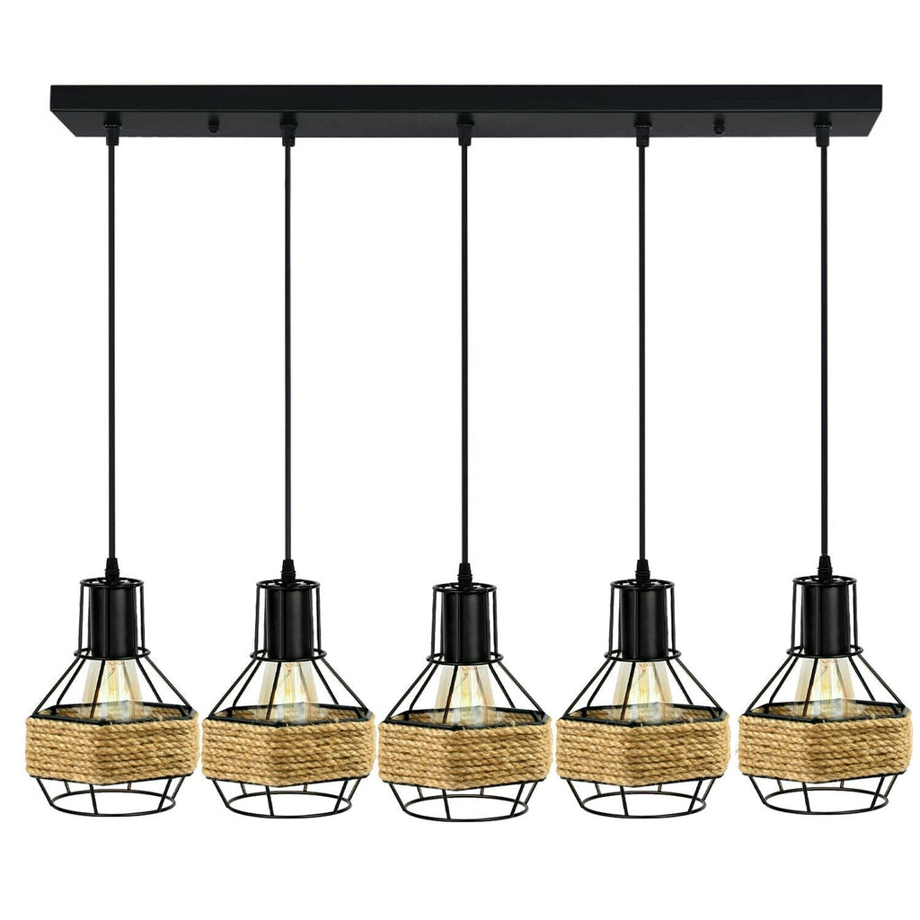 The Cordovan Pendant — 5-Head Hemp Chandelier