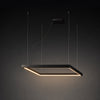 Meridian rectangular halo LED pendant chandelier in matte black aluminium on dark studio backdrop