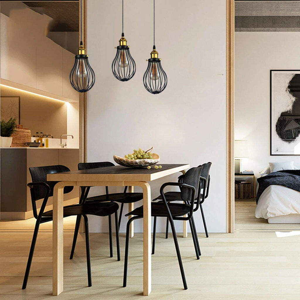 The Ravensbourne Pendant — Black Wire Cage Cluster Ceiling Light