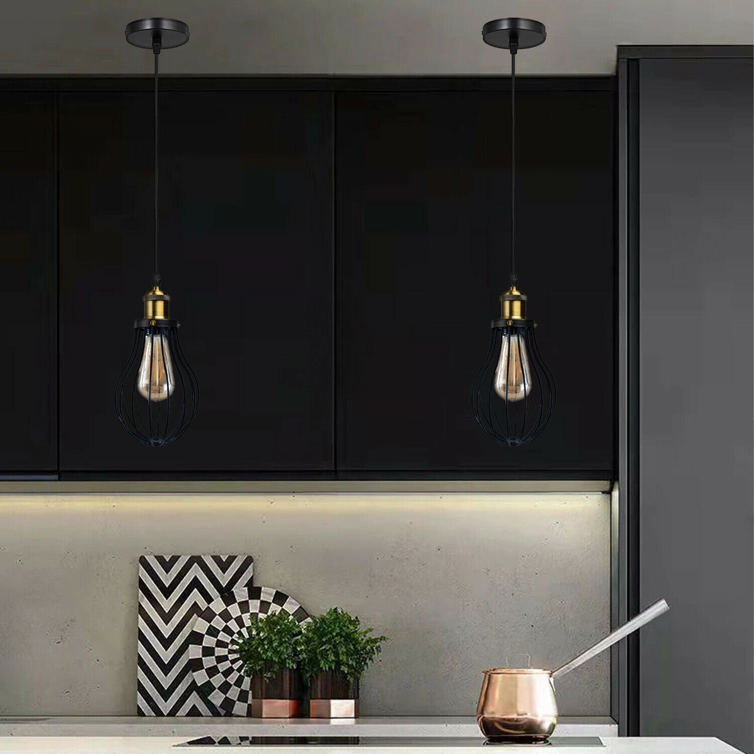 The Ravensbourne Pendant — Black Wire Cage Cluster Ceiling Light