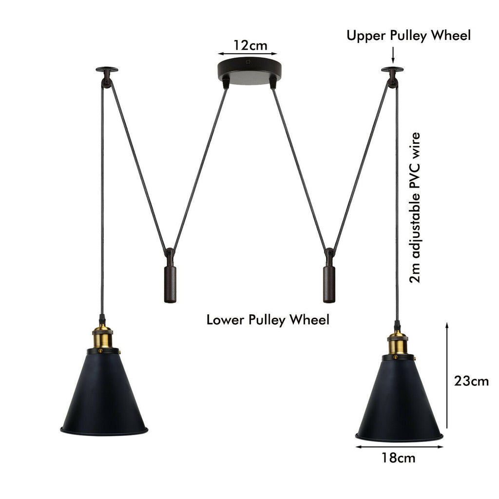 The Colby Pendant — 2-Head Pulley Spider Ceiling Light