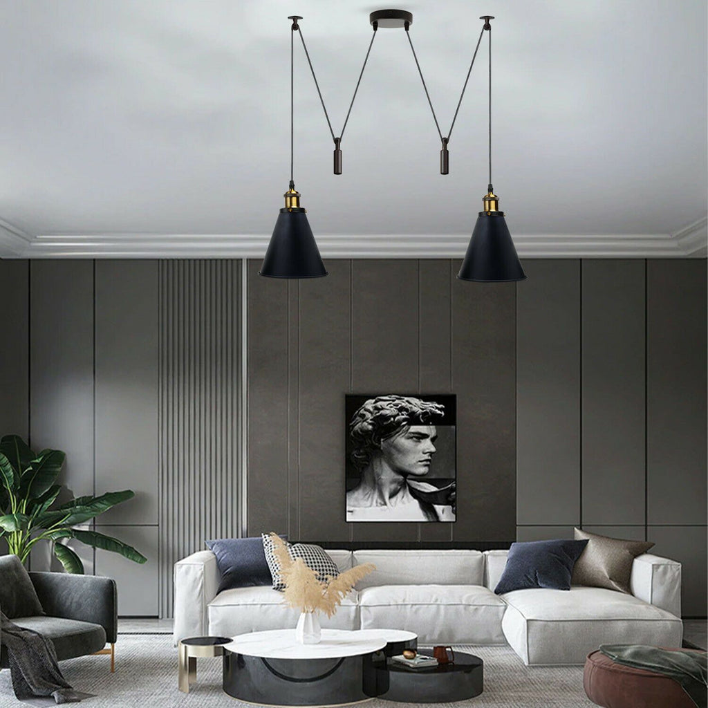 The Colby Pendant — 2-Head Pulley Spider Ceiling Light